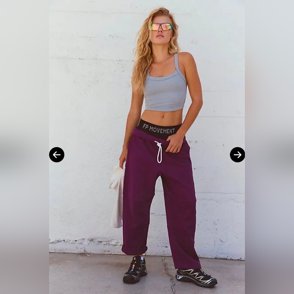 Free People Top Score Barrel Pants In Mulberry Nwt Size XS